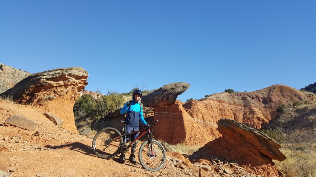 bike rider up palo duro canyon